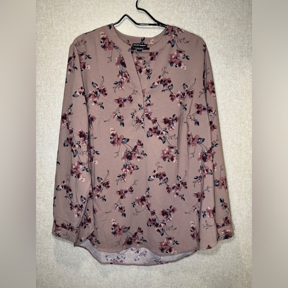 Hilary Radley Tops - Hilary Radley Mauve Floral Business Casual Blouse Size XXL